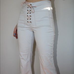 Urban Outfitters Light Blue Lace Up Flared Jeans